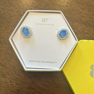 Bomb Party OG Earring Ocean Blue Oval Halo Stud Earrings